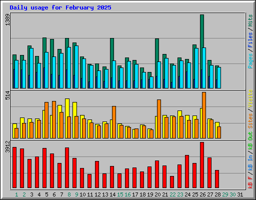 Daily usage for February 2025