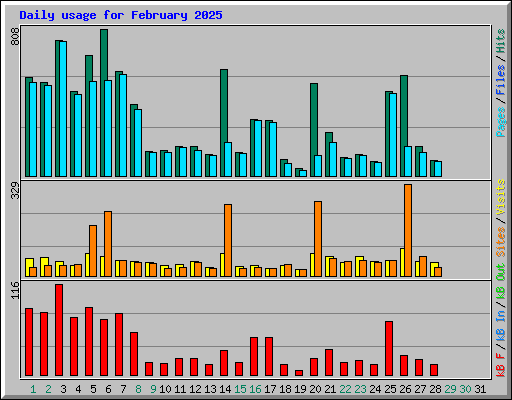 Daily usage for February 2025